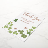 Green Clover Blätter. Hochzeitsdanken Gold Folieneinladung (Gedreht)