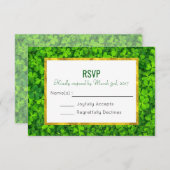 Green Clover Blätter mit Imitate Gold Foil UAWG RSVP Karte (Vorne/Hinten)