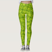 Green Clover Blätter Pattern Lucky Patrick's Day Leggings (Vorderseite)
