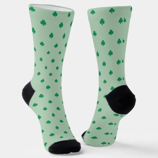 Green Clover Blätter Pattern St Patrick's Day Socken (Gewinkelt)
