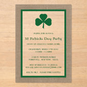 Green Clover & Burlap St. Patrick's Day Acryleinladungen (Vorderseite)