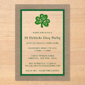 Green Clover & Burlap St. Patrick's Day Acryleinladungen (Vorderseite)