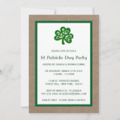 Green Clover & Burlap St. Patrick's Day Einladung (Vorderseite)