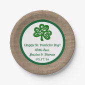 Green Clover & Burlap St. Patrick's Day Pappteller (Vorderseite)