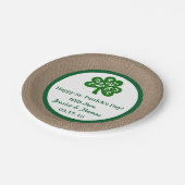 Green Clover & Burlap St. Patrick's Day Pappteller (Schrägansicht)