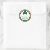 Green Clover & Burlap St. Patrick's Day Runder Aufkleber (Tasche)