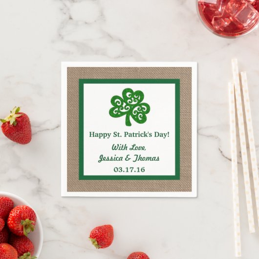 Green Clover & Burlap St. Patrick's Day Serviette (Beispiel)