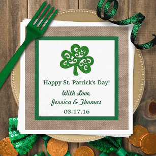Green Clover & Burlap St. Patrick's Day Serviette