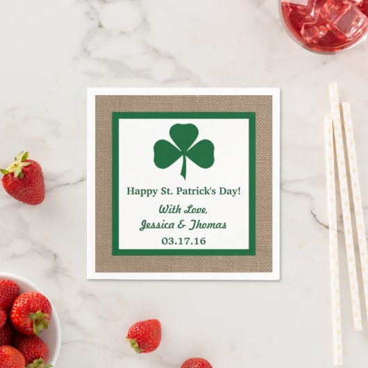 Green Clover & Burlap St. Patrick's Day Serviette (Beispiel)