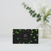 Green Clover Confetti Black Glam Vip Visitenkarte (Stehend Vorderseite)