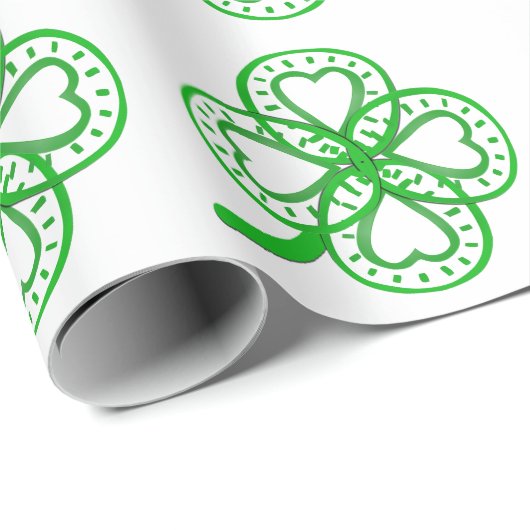 Green Clover Heart St Patty Wählen Sie Farbe Wrapp Geschenkpapier (Rolleneckpunkt)