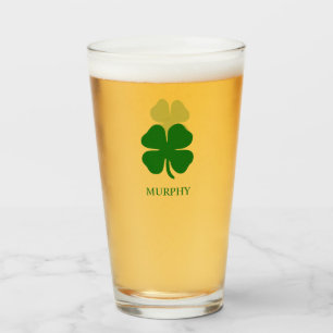 Green Clover Irish Personalisiert Name Beer Glas