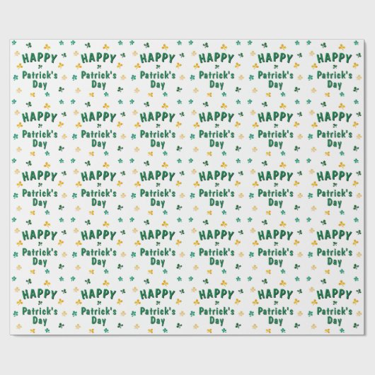 Green Clover Kleeblatt Happy Patrick's Day Geschenkpapier (Flach)