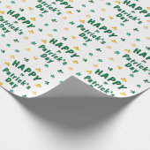 Green Clover Kleeblatt Happy Patrick's Day Geschenkpapier (Ecke)