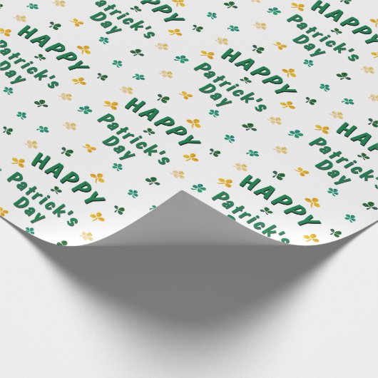 Green Clover Kleeblatt Happy Patrick's Day Geschenkpapier (Ecke)