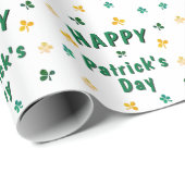 Green Clover Kleeblatt Happy Patrick's Day Geschenkpapier (Rolleneckpunkt)