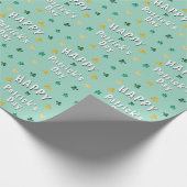 Green Clover Kleeblatt Happy Patrick's Day Geschenkpapier (Ecke)