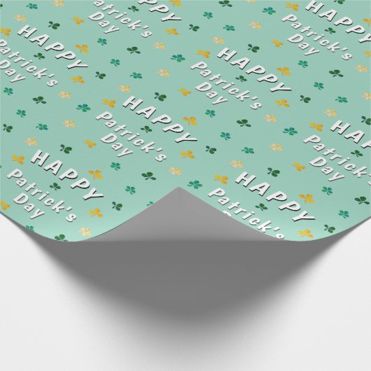 Green Clover Kleeblatt Happy Patrick's Day Geschenkpapier (Ecke)