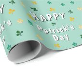 Green Clover Kleeblatt Happy Patrick's Day Geschenkpapier (Rolleneckpunkt)
