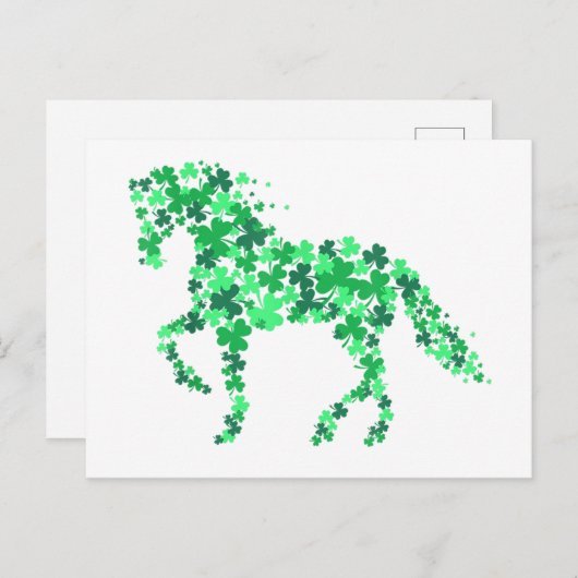 Green Clover Kleeblatt Horse St Patricks Day Postkarte (Vorne/Hinten)
