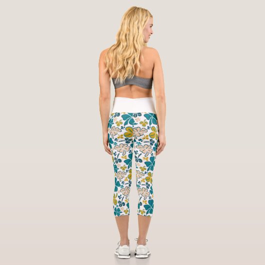 Green Clover Kleeblatt Pattern St Patrick`s Day Capri Leggings (Rückseite)