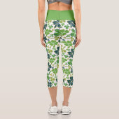 Green Clover Kleeblatt Pattern St Patrick`s Day Capri Leggings (Rückseite)
