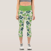 Green Clover Kleeblatt Pattern St Patrick`s Day Capri Leggings (Vorderseite)