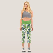 Green Clover Kleeblatt Pattern St Patrick`s Day Capri Leggings (Vorderseite)