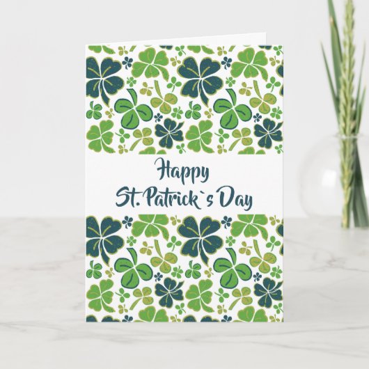 Green Clover Kleeblatt Pattern St Patrick`s Day Karte (Vorderseite)