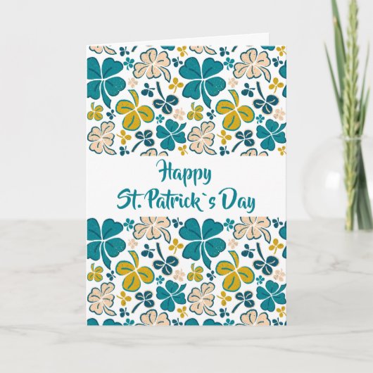 Green Clover Kleeblatt Pattern St Patrick`s Day Karte (Vorderseite)