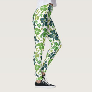 Green Clover Kleeblatt Pattern St Patrick`s Day  Leggings