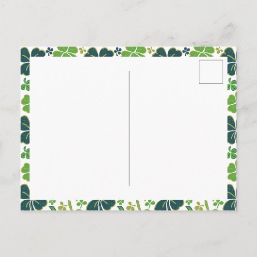 Green Clover Kleeblatt Pattern St Patrick`s Day Po Postkarte (Rückseite)