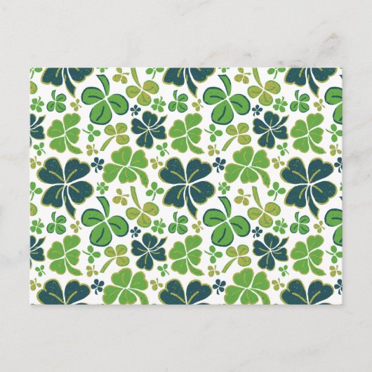 Green Clover Kleeblatt Pattern St Patrick`s Day Po Postkarte (Vorderseite)