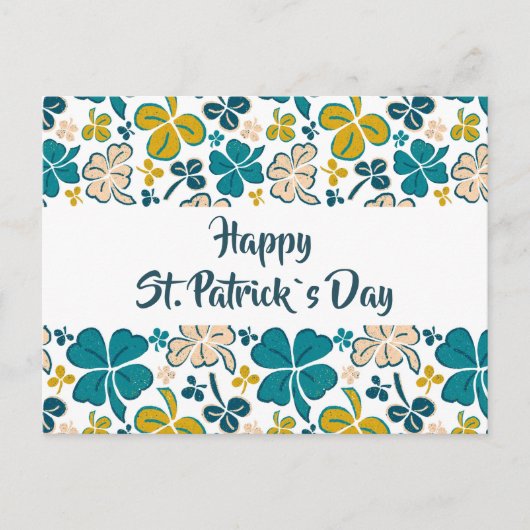 Green Clover Kleeblatt Pattern St Patrick`s Day Postkarte (Vorderseite)