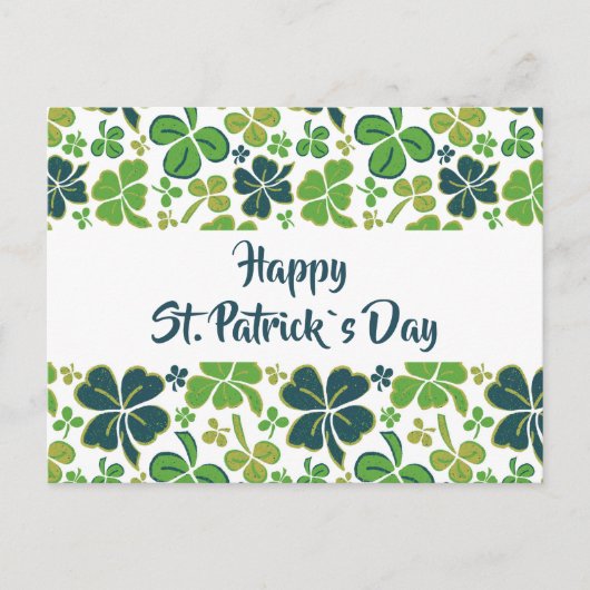 Green Clover Kleeblatt Pattern St Patrick`s Day Postkarte (Vorderseite)