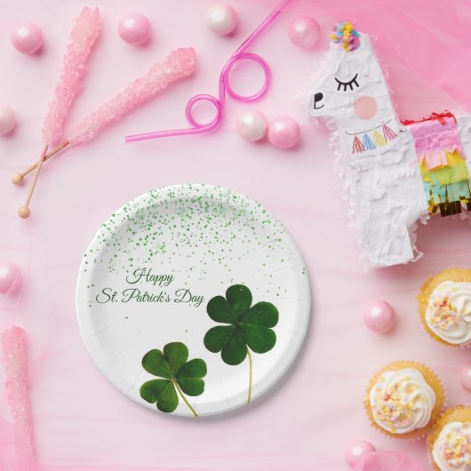 Green Clover Kleeblatt St. Patricks Day Pappteller (Party)