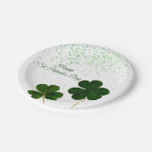 Green Clover Kleeblatt St. Patricks Day Pappteller (Schrägansicht)