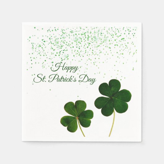 Green Clover Kleeblatt St. Patricks Day Serviette (Vorderseite)