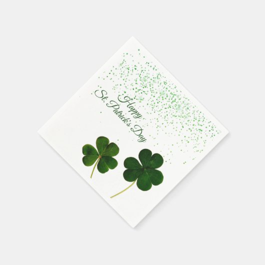 Green Clover Kleeblatt St. Patricks Day Serviette (Ecke)