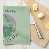Green Clover Kleeblatts am Lila St. Patrick's Day Geschirrtuch (Viertel Falte)
