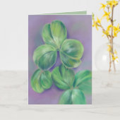 Green Clover Kleeblatts am Lila St. Patrick's Day Karte (Gelbe Blume)
