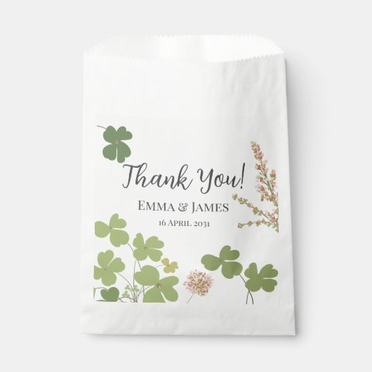 Green Clover Leaf St Patricks Day Danke Geschenktütchen (Vorderseite)