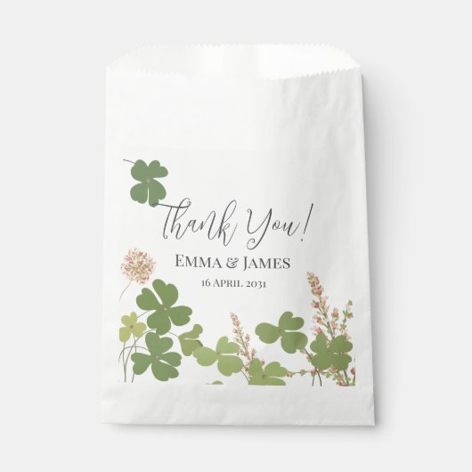 Green Clover Leaf St Patricks Day Danke Geschenktütchen (Vorderseite)