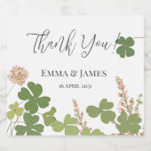 Green Clover Leaf St Patricks Day Danke Schaumweinetikett (Einzelnes Label)