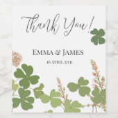 Green Clover Leaf St Patricks Day Danke Weinetikett (Einzelnes Label)