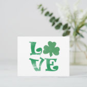 Green Clover Liebe Kleeblatt Postkarte (Stehend Vorderseite)