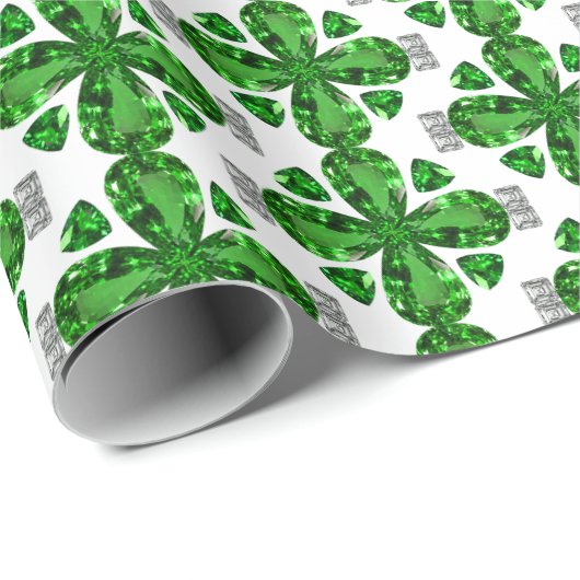 Green Clover Pattern Geschenkpapier (Rolleneckpunkt)