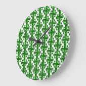 Green Clover Pattern Große Wanduhr (Winkel)