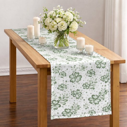  Green Clover Pattern  Mittelgroßer Tischläufer