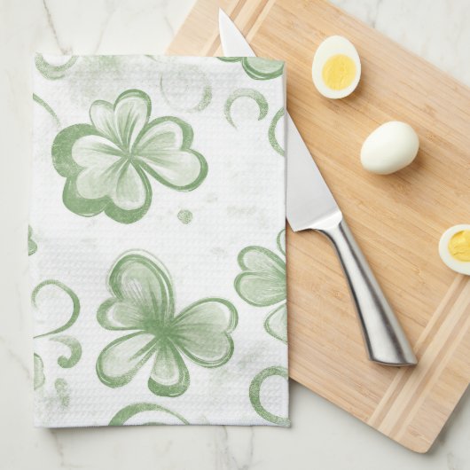 Green Clover Pattern • St. Patrick’s Day Geschirrtuch (Viertel Falte)